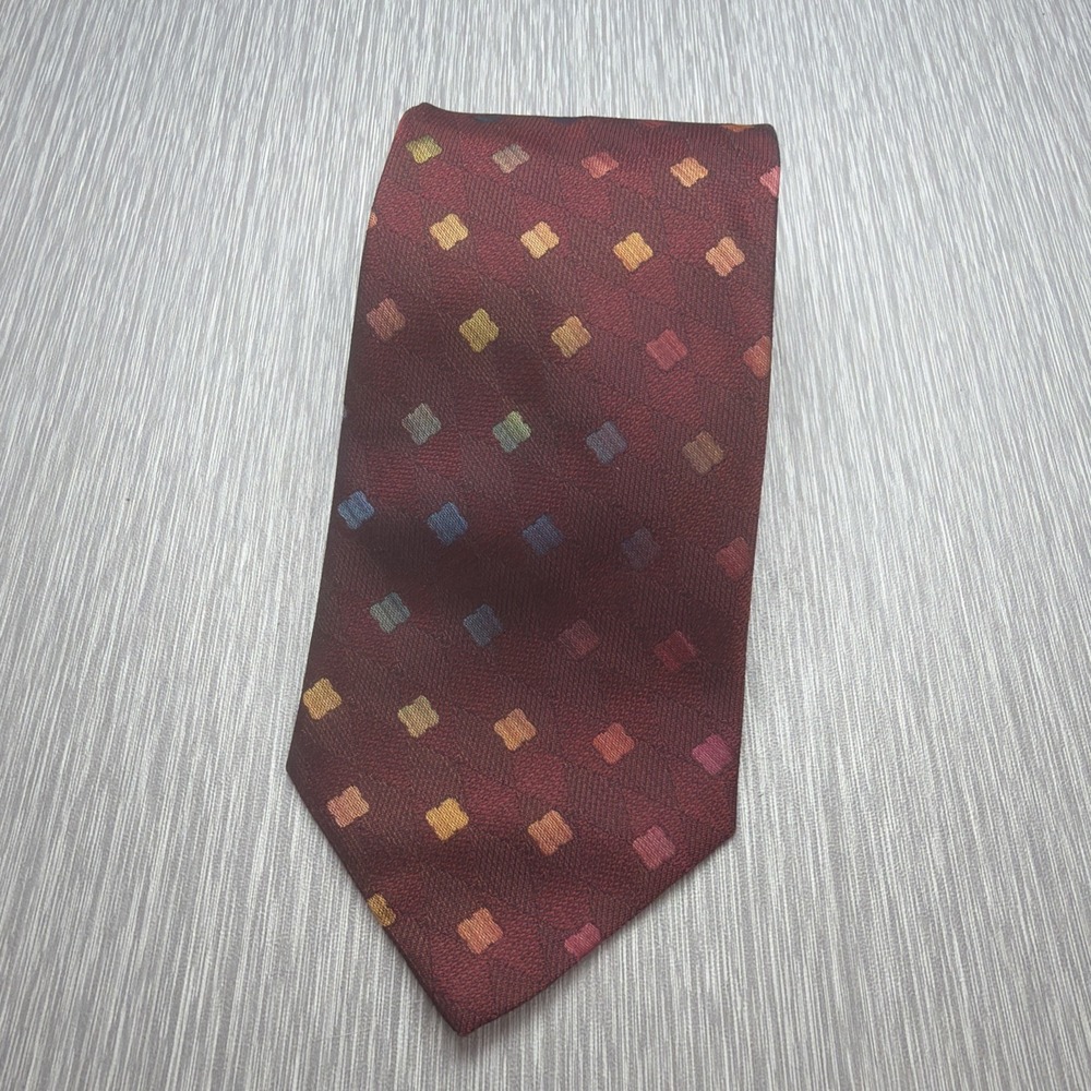 Missoni Cravatte Tie Mens Burgundy Silk Blend Geometric Diamond Necktie Italy